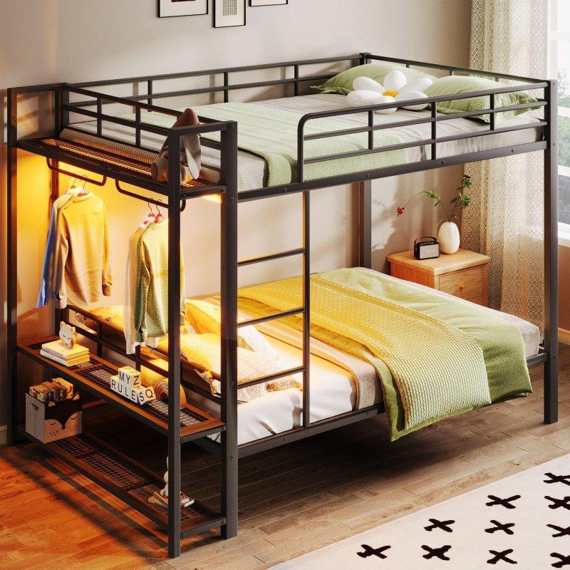 Metal LED Işıklı Raflı Askılı Ranza - 222x142 cm - 250742