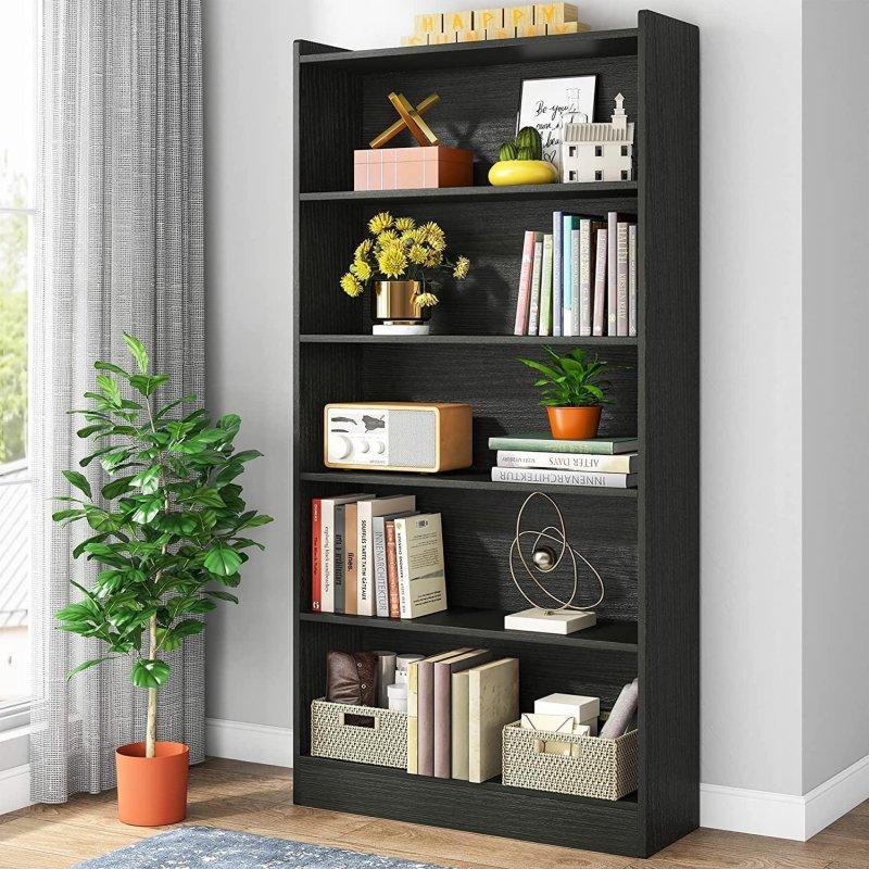 Metal ve Ahşap 6 Raflı Arkası Kapalı Geniş Kitaplık - 90x30x183 cm - 317370