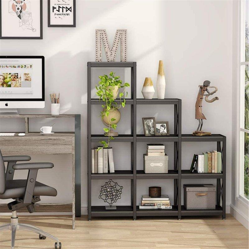 Metal ve Ahşap Kademeli 9 Küplü Köşe Kitaplık - 313531