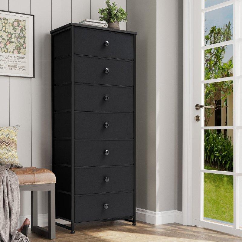 Metal ve Kumaş 7 Çekmeceli Dikey Şifonyer - 133 cm - 311381
