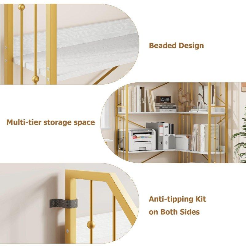 Metal ve MDF 5 Raflı L Şeklinde Köşe Kitaplık - 183 cm - 313296