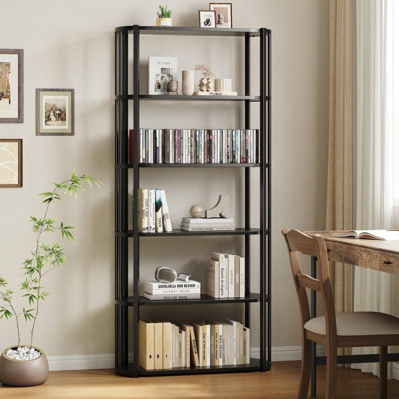 Metal ve MDF 6 Raflı Endüstriyel Tasarım Kitaplık - 84x30x180 cm - 315860