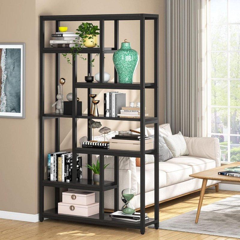 Metal ve MDF Endüstriyel Tasarım 10 Raflı Kitaplık - 100x30x200 cm - 316945