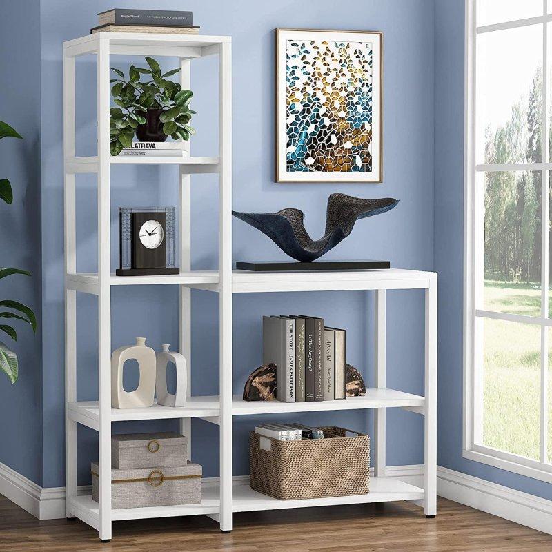 Metal ve MDF L Şekilli 5 Raflı Köşe Kitaplık - 100x40x145 cm - 317901