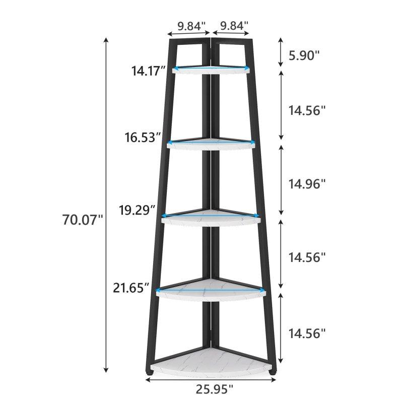 Metal ve Sunta 5 Raflı Köşe Kitaplık - 178 cm - 315295