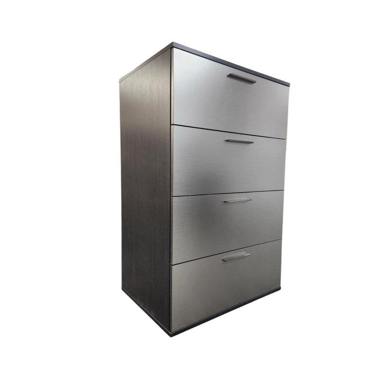 Metalik Gri Ahşap 4 Çekmeceli Geniş Şifonyer - 80x123x57 cm - 300536