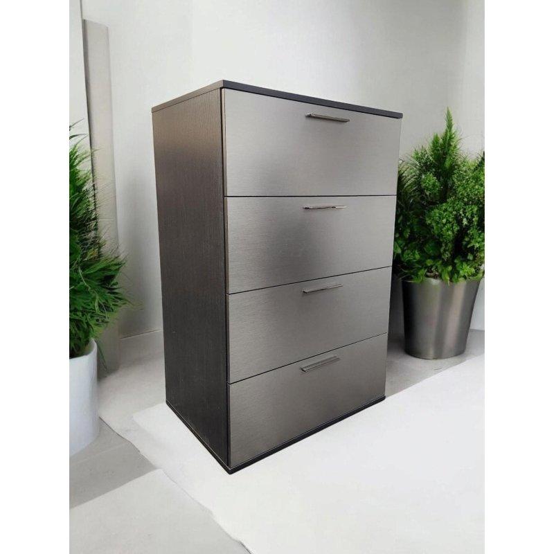 Metalik Gri Ahşap 4 Çekmeceli Geniş Şifonyer - 80x123x57 cm - 300536