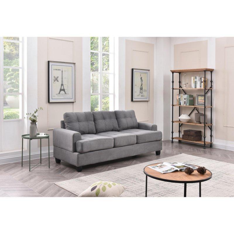 Mikrosüet Kapitoneli 3 Kişilik Koltuk - 201 cm - 285781
