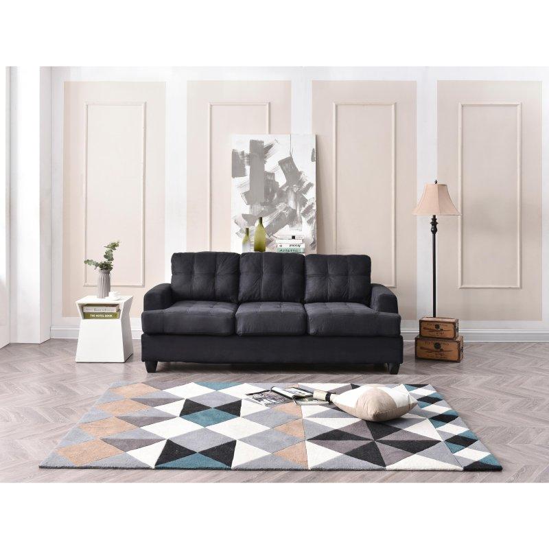 Mikrosüet Kapitoneli 3 Kişilik Koltuk - 201 cm - 285781