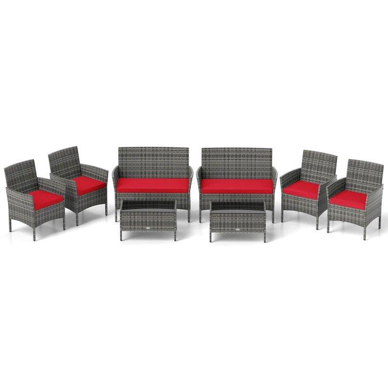 Mix Gri Rattan Metal İskeletli 8 Parça Modüler Bahçe Takımı - 268833