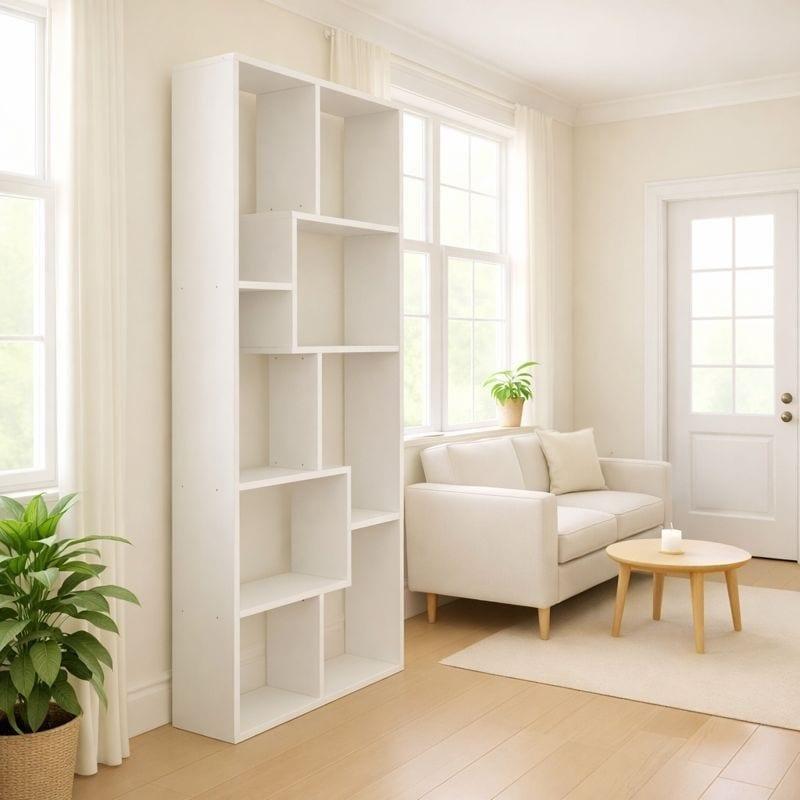 Modern Ahşap 5 Raflı Asimetrik Kitaplık - 81x25x181 cm - 314290