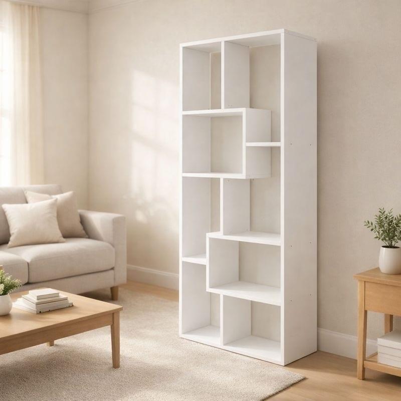 Modern Ahşap 5 Raflı Asimetrik Kitaplık - 81x25x181 cm - 314290