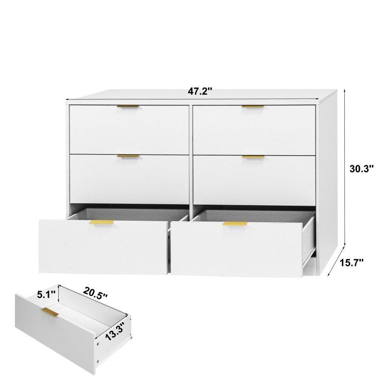 Modern Ahşap 6 Çekmeceli Yatay Şifonyer - 298691