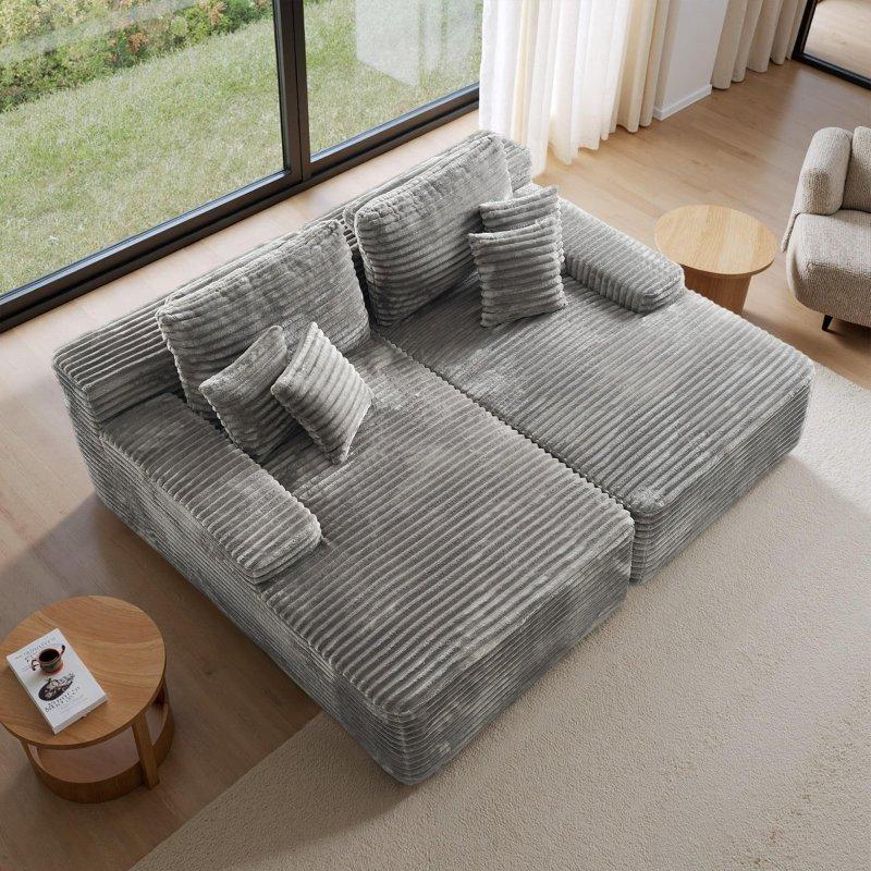 Montaj Gerektirmeyen Kadife Kumaş Modüler Köşe Koltuk - 208x170 cm - 257294
