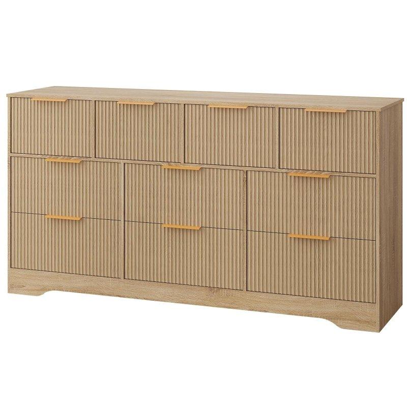Natural Ahşap Yivli 10 Çekmeceli Şifonyer - 150 cm - 303907