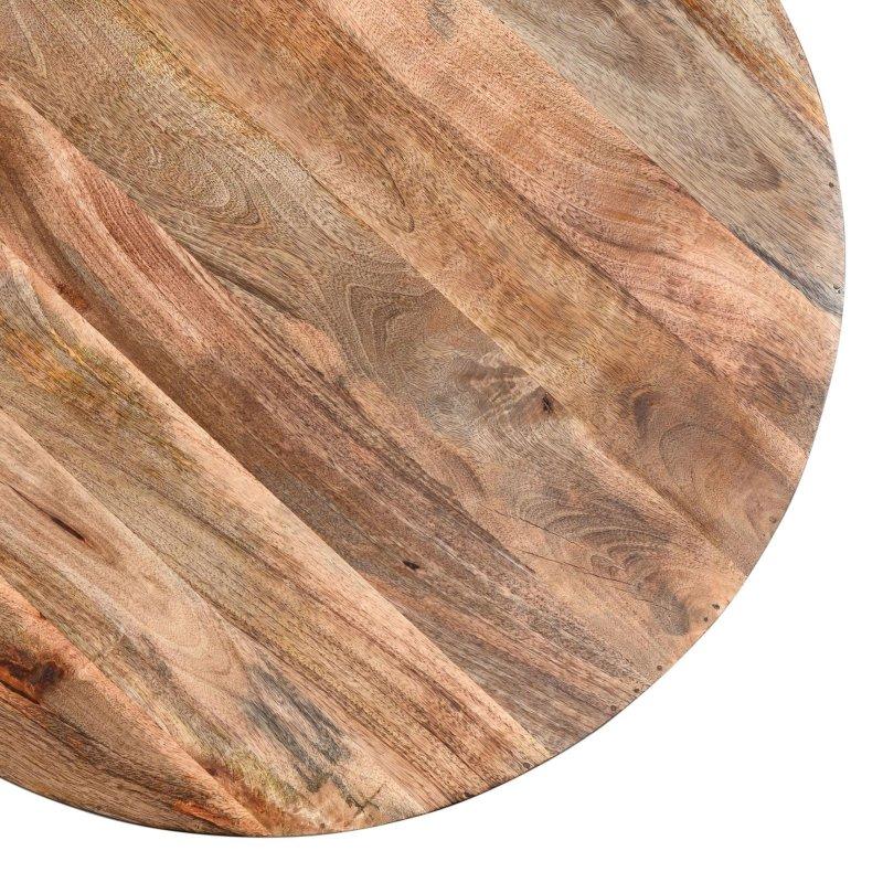 Natural Masif Mango Ahşap ve Demir Çapraz Ayaklı El Yapımı Yuvarlak Orta Sehpa - 84x46 cm - 243371