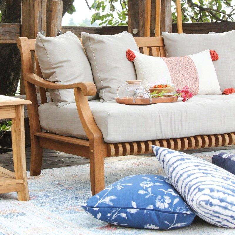 Natural Masif Tik Ağacı Minderli 5 Parça Bahçe Takımı - 276138