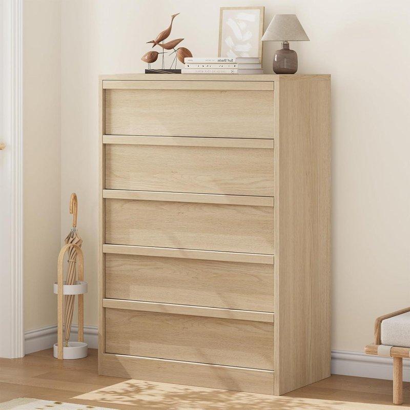 Natural Meşe MDF 7 Çekmeceli Modern Şifonyer - 75 cm - 303814