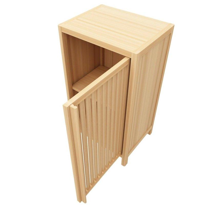 Naturel Bambu Ayaklı Panjur Kapaklı Çok Amaçlı Banyo Dolabı - 75x42x33 cm - 334475
