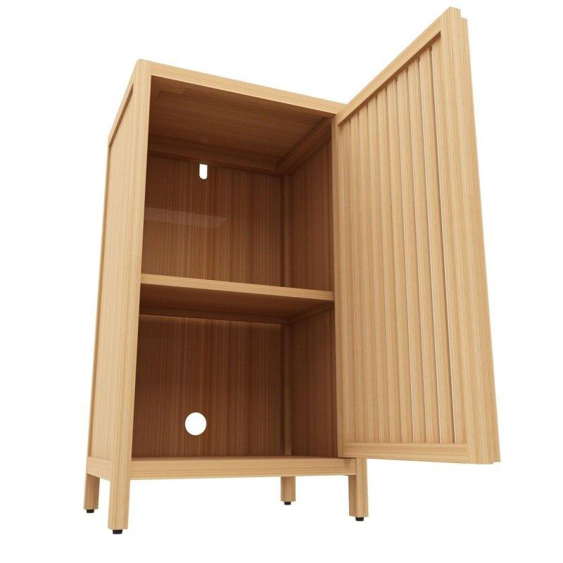 Naturel Bambu Ayaklı Panjur Kapaklı Çok Amaçlı Banyo Dolabı - 75x42x33 cm - 334475