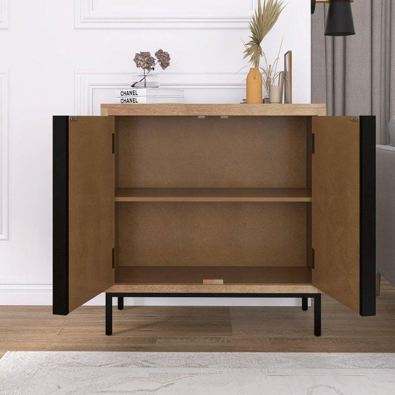 Naturel Masif Ahşap ve MDF İki Kapaklı Rustik Kitaplık - 77x80x35 cm - 317977