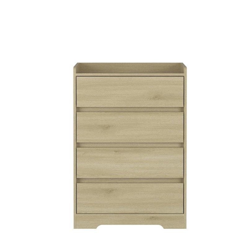 Natürel MDF 4 Çekmeceli Kulpsuz Modern Şifonyer - 65x40x98 cm - 310769