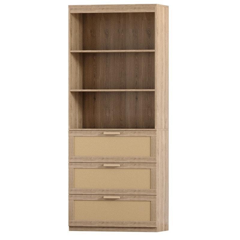Naturel Rattan 3 Çekmeceli 3 Raflı MDF Kitaplık - 317959