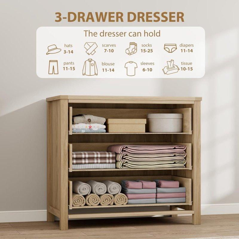 Natürel Rattan Detaylı 3 Çekmeceli MDF Şifonyer - 296360