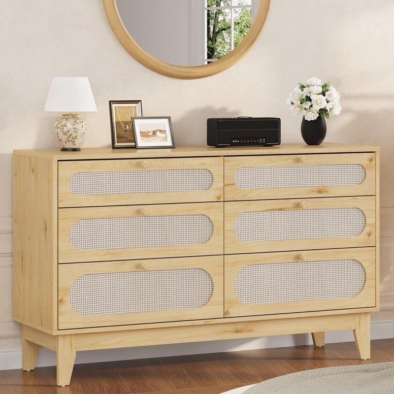 Naturel Rattan ve Meşe 6 Çekmeceli Şifonyer - 309260 Naturel Rattan ve Meşe 6 Çekmeceli Şifonyer - 309260