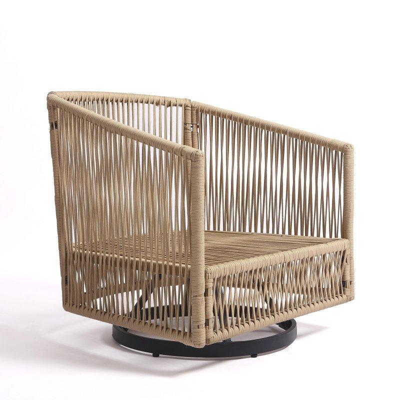 Naylon Örgü 360 Derece Döner Minderli 3 Parça Rattan Sandalye Seti - 251468