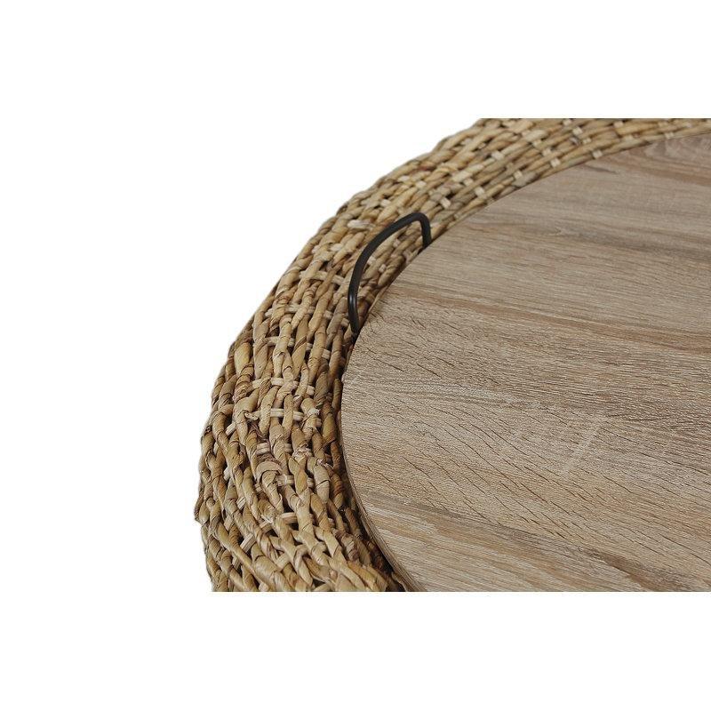 Orta Kahverengi Rattan Sepet Tasarımlı Saklama Alanlı Yuvarlak Orta Sehpa - 75 cm - 245498