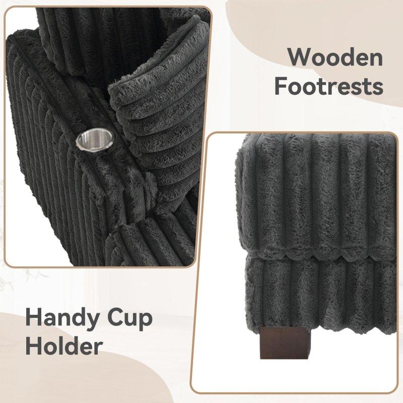 Pamuklu Flanel Kumaş Bardaklıklı Yastıklı 2li Set Bohem Koltuk - 283126