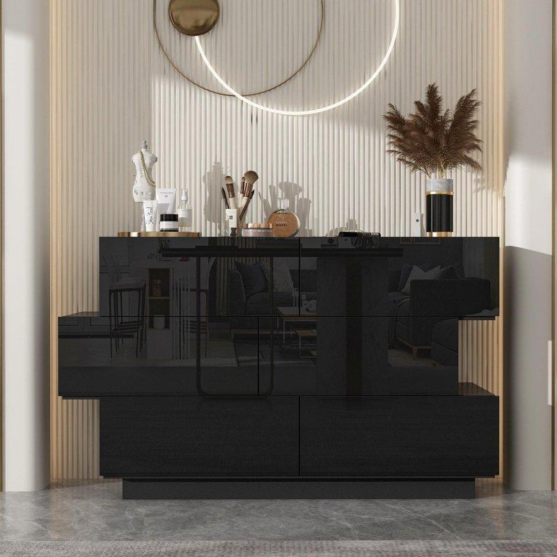 Parlak MDF 6 Çekmeceli Modern Şifonyer - 118x40x78 cm - 311374