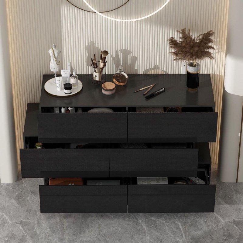 Parlak MDF 6 Çekmeceli Modern Şifonyer - 118x40x78 cm - 311374