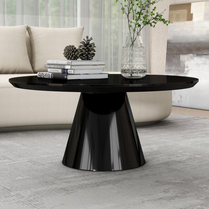 Parlak MDF Konik Tasarım Yuvarlak Orta Sehpa - 90 cm - 243102