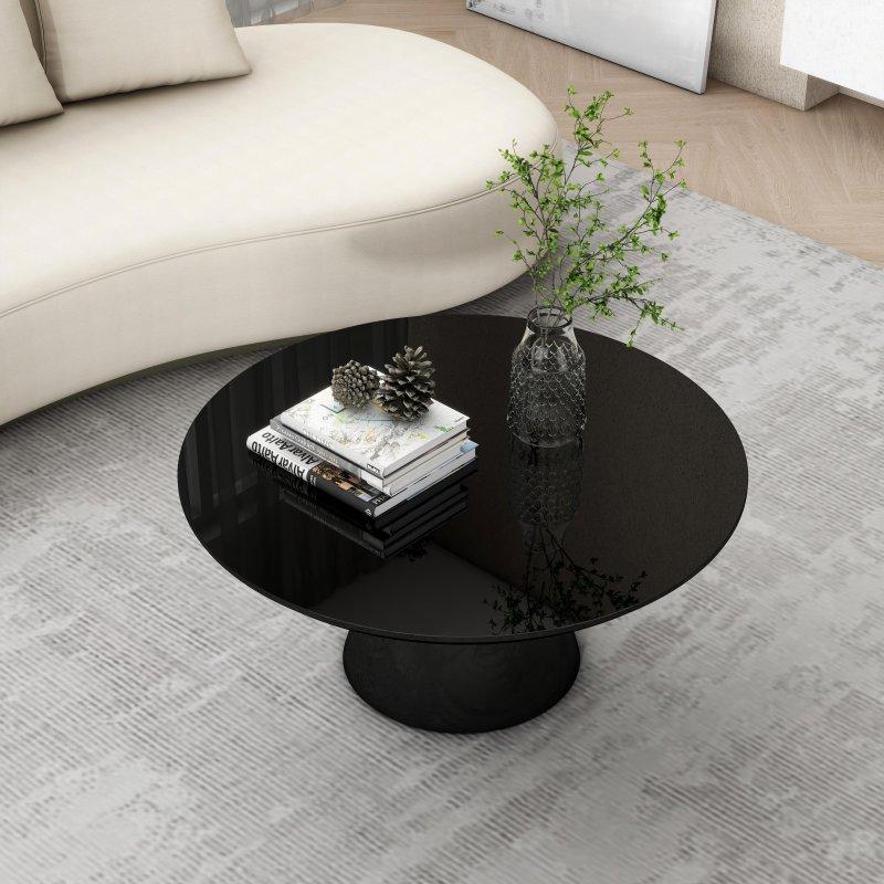 Parlak MDF Konik Tasarım Yuvarlak Orta Sehpa - 90 cm - 243102