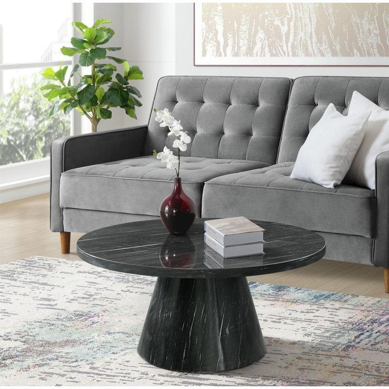 Parlak Suni Mermer Kaide Ayaklı Yuvarlak Orta Sehpa - 92 cm - 245331