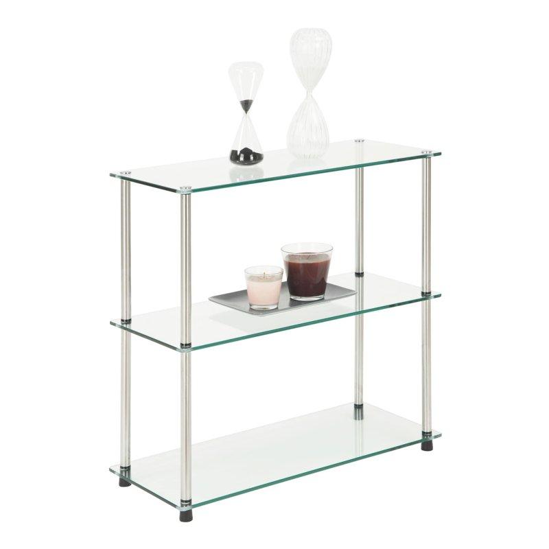 Paslanmaz Çelik ve Cam 3 Raflı Kitaplık - 72x31x68 cm - 314737