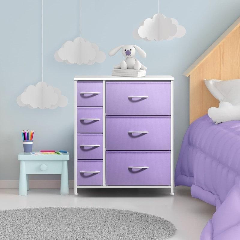 Pastel Renkli MDF Tablalı 7 Kumaş Çekmeceli Şifonyer - 64x31x74 cm - 305626