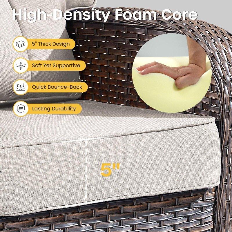 PE Rattan Örgü Çelik İskeletli 360° Dönebilen Sallanır 4 Kişilik Bahçe Takımı - 274547