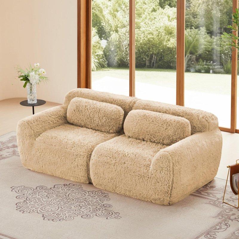 Pelüş Kumaş Kurulum Gerektirmeyen Modüler 2 Kişilik Bohem Koltuk - 104x103x73 cm - 285767