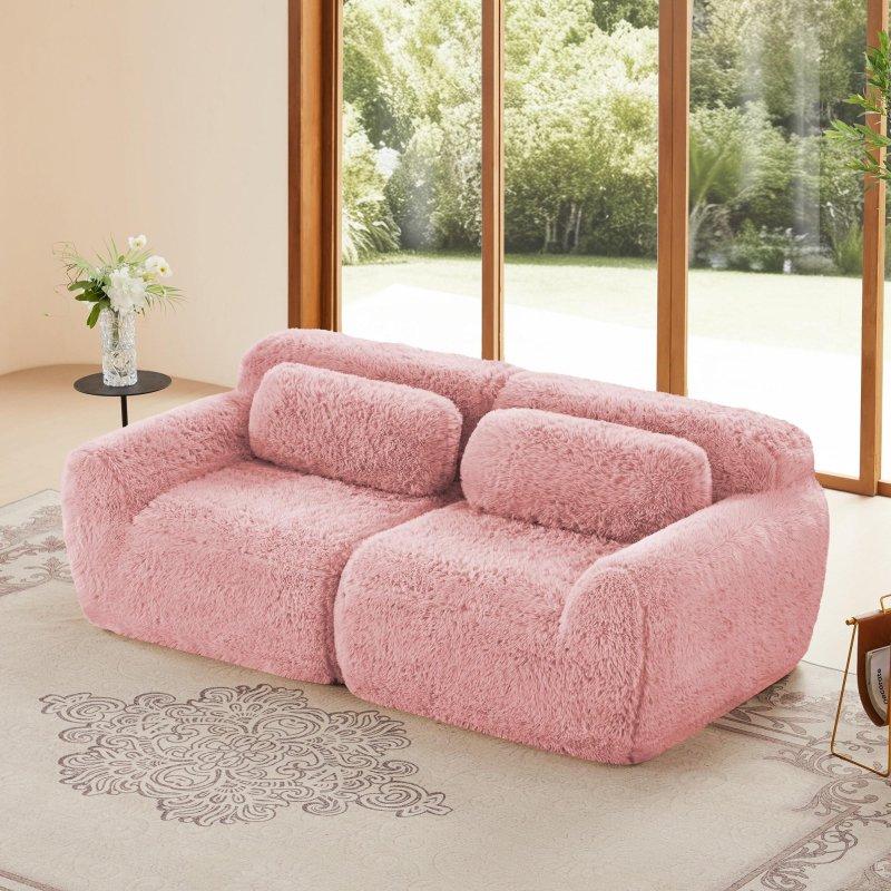Pelüş Kumaş Modüler Kaymaz Tabanlı İki Kişilik Bohem Koltuk - 288219