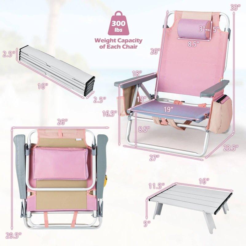 Pembe Alüminyum 5 Kademeli Katlanır Bahçe Takımı - 274511