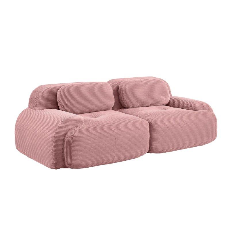 Pembe Fitilli Kumaş Modüler Kavisli Kolçaklı Bohem Koltuk - 208 cm - 289788