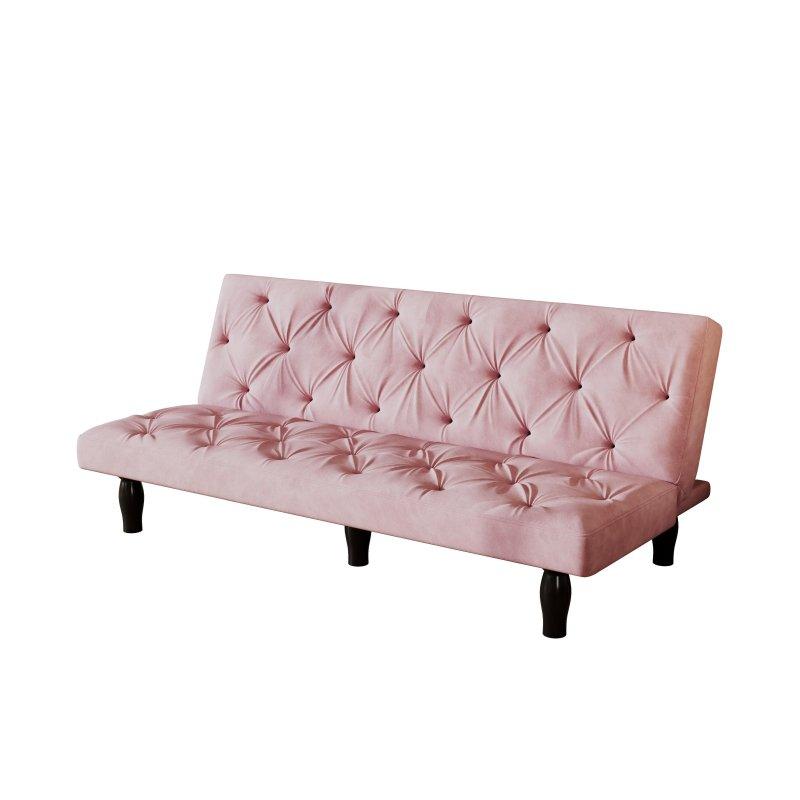 Pembe Kadife Yataklı Ayarlanabilir Sırtlıklı Kapitoneli Bohem Koltuk - 168 cm - 285299