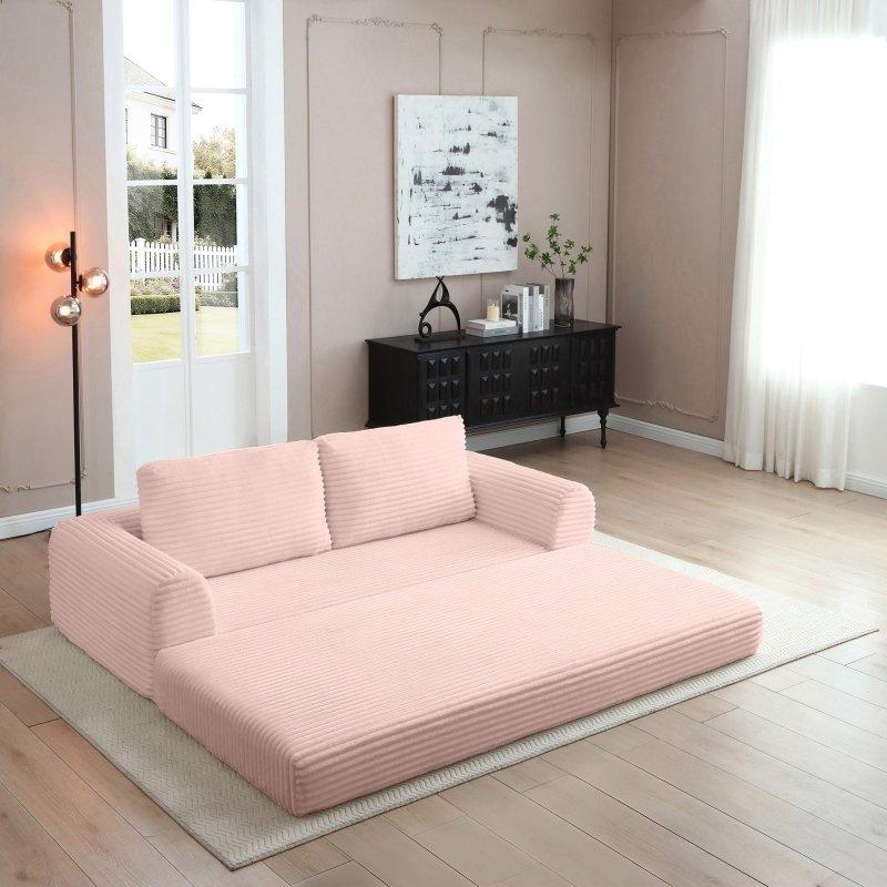 Pembe Kadife Yataklı Katlanır 2 Kişilik Bohem Koltuk - 293072
