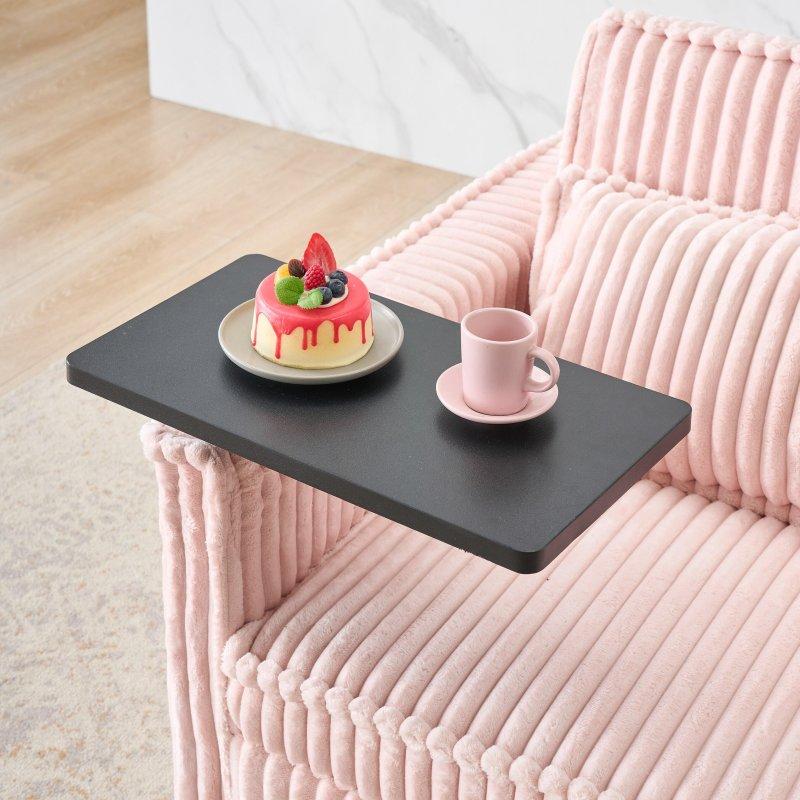 Pembe Kadife Yataklı USB Portlu Hareketli Tablalı Bohem Koltuk - 138 cm - 291758