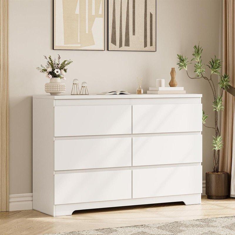 Pembe MDF 6 Çekmeceli Kulpsuz Tasarım Şifonyer - 121x41x83 cm - 311725