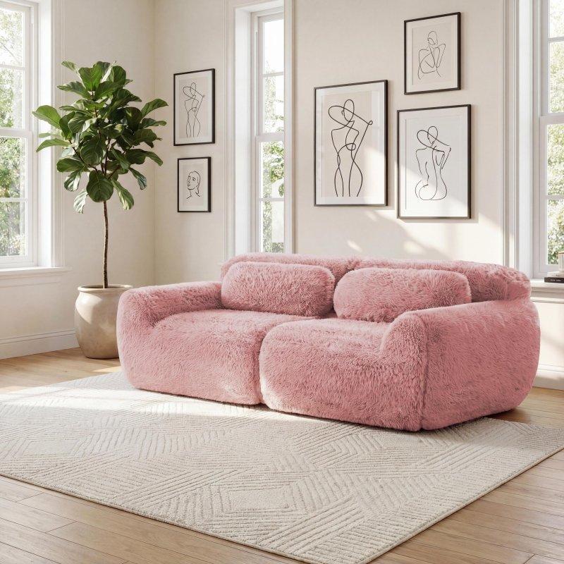 Pembe Pelüş Modüler Bohem Koltuk - 293665