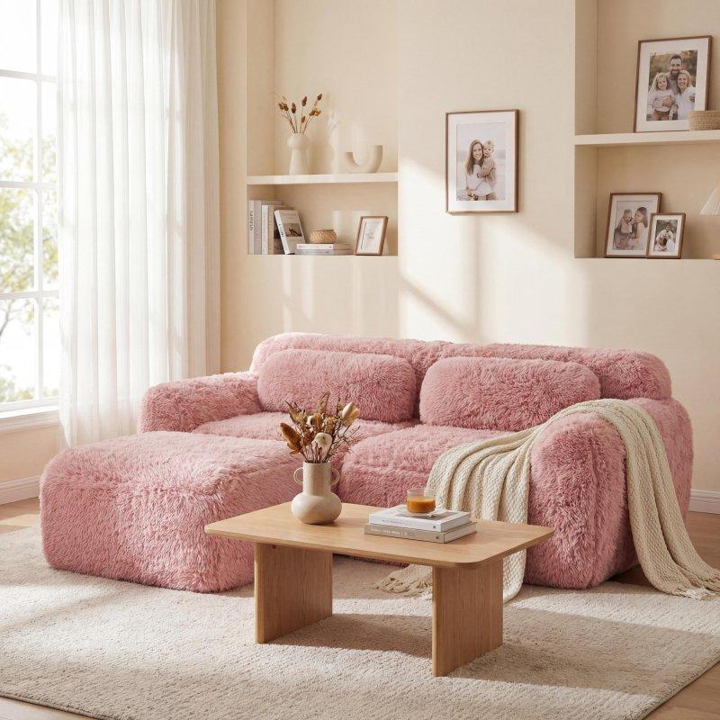Pembe Pelüş Modüler Bohem Koltuk - 293665